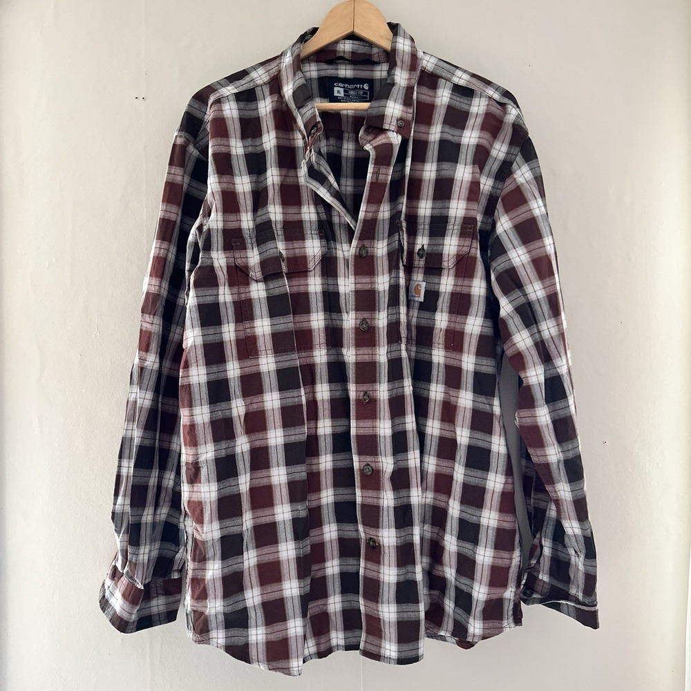Carhartt Mens Loose Fit Button Down Plaid Shirt Size XL Lumberjack Casual